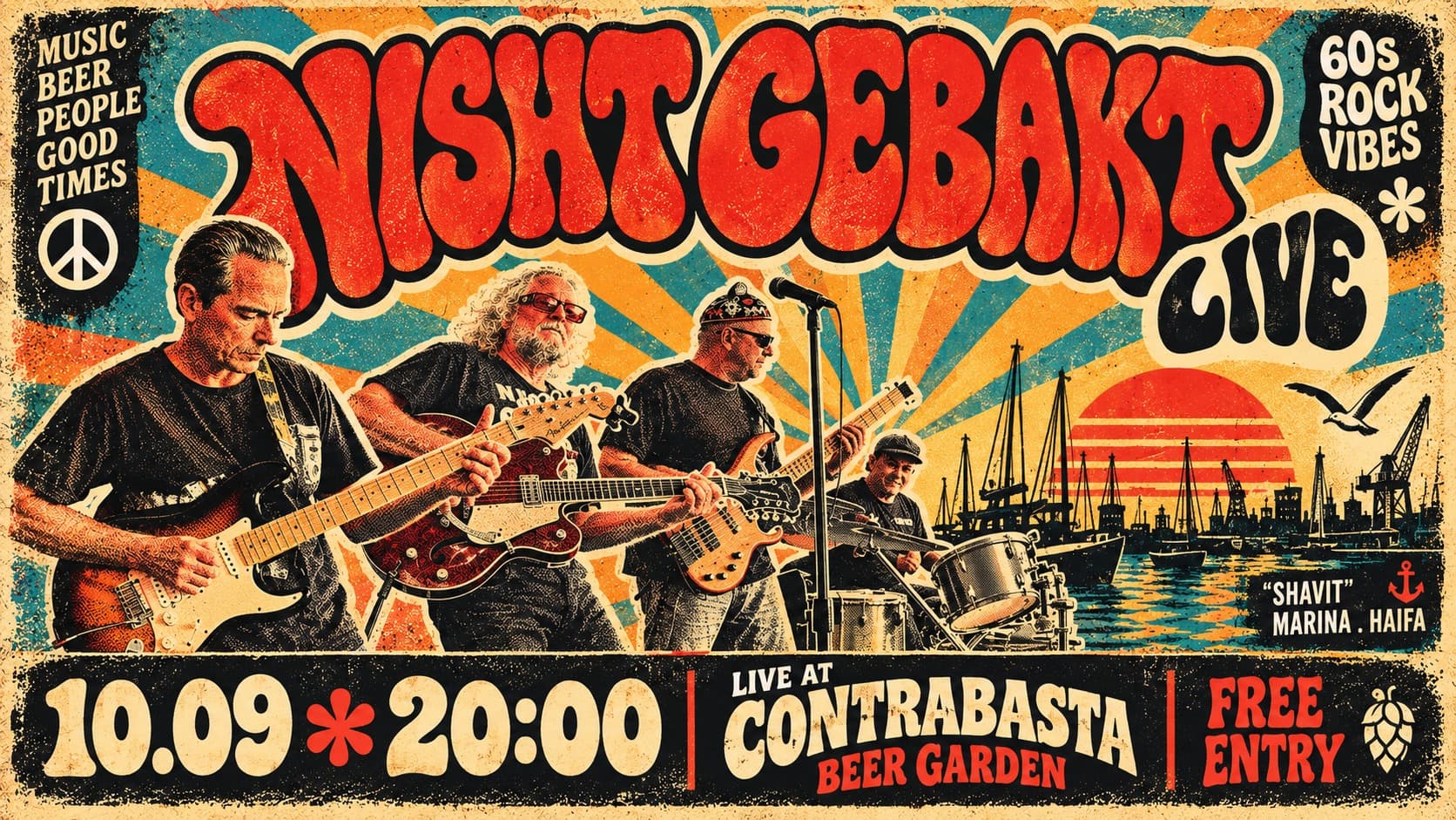"Nisht Gvakt" at the "Kontrabasta" Beer Garden || Shavit Marina, Haifa || Free Admission (20:00)
